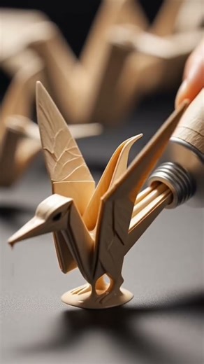 Surreal Animation: Origami Crane from a Tube