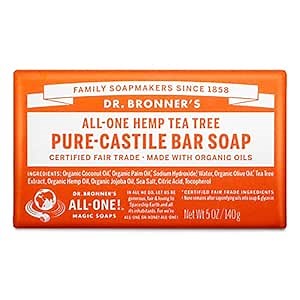 Dr. Bronner's Pure-Castile Magic Bar Soaps - Made with Regenerative Organic Certified Oils - For Face, Body, Hair- Vegan Soap Bars for Men & Women - Tea Tree, 1-Pack, 5 oz