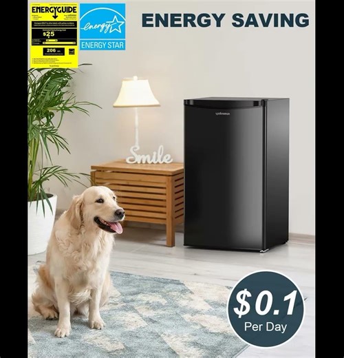 Upstreman BR321 Black Single Door Mini Fridge