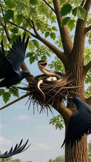 Crow vs Snake 🐦‍⬛ 🐍#shrots #viral #youtubeshorts .