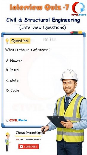 Unit of Stress Explained | Physics & Engineering MCQ |CIVIL Share #CivilEngineering #shorts |7|