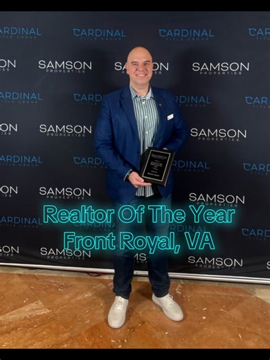 This afternoon I was surprised and humbled to be presented the award for Realtor Of The Year for the Front Royal Office of Samson Properties 😮 I've been with Samson Properties for 8 years now. The culture, growth and professionalism continues to soar to higher levels. As a company we are DOMINATING THE REGION (Virgina, Maryland, DC, West Virginia) in Real Estate. I live to serve my clients, my colleagues and the community. This plaque is a testimonial to them. I'm honored for the opportunity to