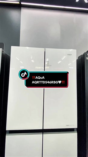 Kulkas Aqua Tipe AQRTTD546RBG Dengan Desain Glass Door Yang Elegant dan Sangat Mewah #fyp #kulkas #xyzabc #foryou #nganjukkotaangin