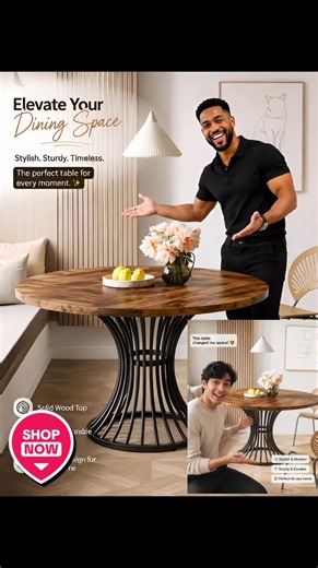 Upgrade your dining space with the Tribesigns round farmhouse dining table. Spacious, stylish, and perfect for family meals, gatherings, and modern home décor. ✨🏡 #DiningTable #DiningRoom #ModernFurniture #tiktokshop #fyppp