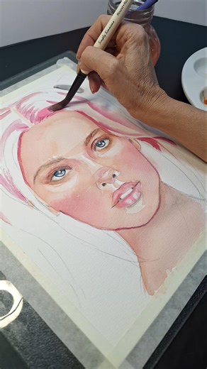 Painting in watercolor (hair)