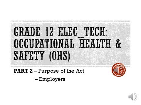Grade 12 Electrical Technology: OHS - Part 2