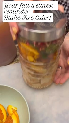 Homemade fire cider is one of the simplest, most powerful things you can make for immune support. Raw ACV, garlic, ginger, turmeric, citrus, herbs, heat, and my secret — pomegranate seeds. Every ingredient has a purpose. Let me know if you want the full recipe in the comments 🍂 #FireCider #NaturalHealth #HolisticLiving #RootedLife #ArootedRoad #organic #wellness | Stephanie Moses