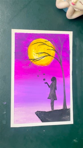 Girl in moon night #art #youtubeshorts #heavenartbymanish