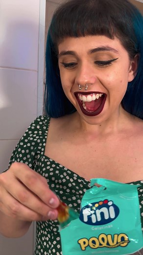 Colorful Candy Interaction with Blue-Haired Character