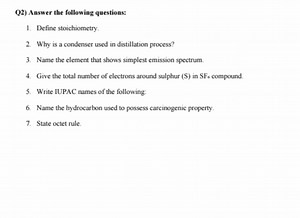 Q2) Answer the following questions:1. Define stoichiometry.2.... | Filo