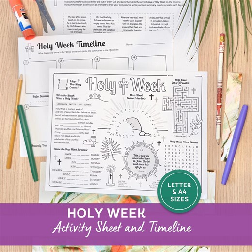 Holy Week Activity Sheets, Kids Timeline Printable - Etsy