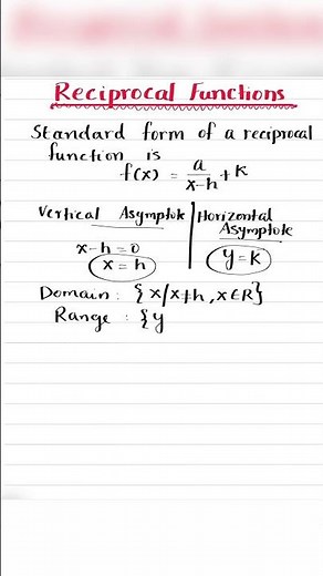 Reciprocal Function || Domain and Range|| Asymptotes|| Vertical and Horizontal