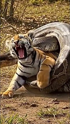 Shocking Moment! Giant Python Attacks Tiger in the Jungle 🐍😱