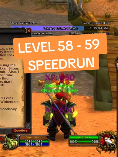 Speedrunning Levels 58-59 in WoW Classic