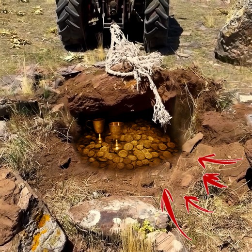 I managed to extract the treasure from under the rock lifted by the tractor | Gold mine