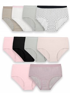 Fruit of the Loom Assorted Classic Cotton Briefs, 9 Pack (Little Girls & Big Girls)