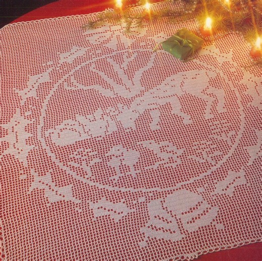 トナカイのメダリオンフィレテーブルセンター〜ヴィンテージクロシェテーブルマット〜すぐにダウンロード〜PDFパターン〜説明書と図解 - Etsy 日本