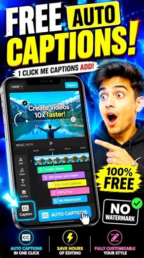 🔥 FREE Auto Captions App 😱 No Watermark & 100% Free!