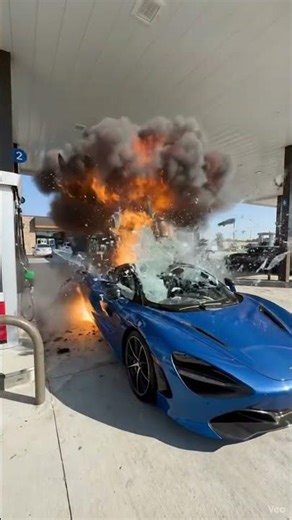 Luxury Supercar Explosion at Gas Station | High-Impact Destruction