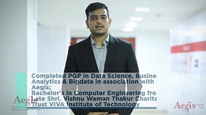 Meet our Data Science Rockstar, Shreyas Wankhade. Hear his story of transforming himself as a Data Scientist. He has successfully completed the Post Graduate Program (PGP) in Data Science, Business Analytics & Big Data in association with IBM from Aegis School of Business, Data Science and Telecommunication and got placed at Nielsen India. #AegisDataScienceRockstarSeries #AegisCampusPlacementDrive #DataScience #BigData #Analytics #Technology #AI #MachineLearning #datascientist #datasciencecareer