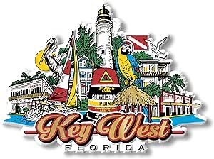 Key West, Florida City Magnet by Classic Magnets, 3D Rubber Vintage-Style Collectible Souvenirs and Gifts Made in The USA, 4.26" x 3.13"