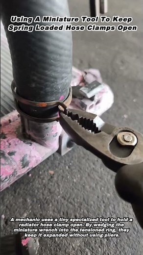Using A Miniature Tool To Keep Spring Loaded Hose Clamps Open