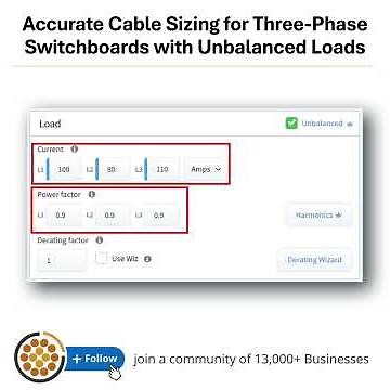 Accurate Cable Sizing for Three-Phase Switchboards with Unbalanced Loads