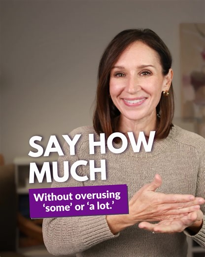 1.2K views · 18 reactions | How often do you use 'some' or 'a lot' in conversation? Maybe you're explaining your workload, making weekend plans, or talking about your latest project. But if these are the only words you use to describe amounts, your English might feel repetitive or unclear.  The fix? Expanding your vocabulary with more natural, precise expressions.  https://bit.ly/3XUVHcX | Speak Confident English | Facebook