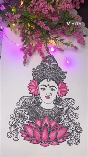 🌸 Laxmi Mata Drawing | Goddess of Wealth & Prosperity 🌼#diwalispecial#rangoli#laxmipuja