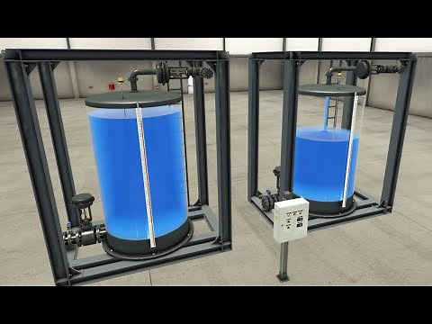 Control 2 water tanks in Factory IO using level meter (Analog)