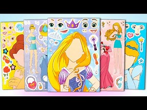 DISNEY PRINCESS STICKERS | DIY MAKE A FACE STICKER ACTIVITY WITH RAPUNZEL, CINDERELLA, BELLE