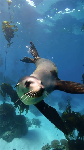🌊 Playful Sea Lion Dive! | Epic 4K Underwater Show #shorts