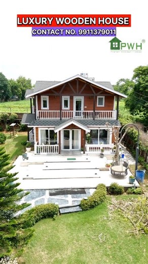 377K views · 3.8K reactions | ✨ Luxury Wooden Houses | Modern Timber Frame Construction ✨ Contact No. 9911379011  Experience the charm of nature with the strength of timber! Stylish, durable & eco-friendly wooden homes built to perfection. ✨ Perfect blend of luxury + sustainability for your dream lifestyle!  #woodenhouse #farmhouse #timberframehouse #dreamhome #ecofriendlyhome #LuxuryLiving #woodenarchitecture #sustainableliving #modernhomes | Gulwan Brothers | Facebook