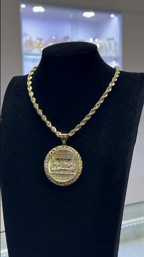 10K Gold Rope Chain & Last Supper Pendant Setup at Ijaz jewelers #diamondpendant #goldpendants