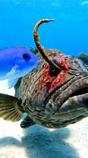 Incredible Underwater Rescue: Saving a Giant Fish from a Deadly Hook!​#MarineLife #FishRescue#reel