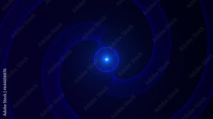 Abstract lines dark blue vortex background with motion of a shiny circular core, hi-tech, digital, magic, round, energy, sphere. 4k, 60 fps video.