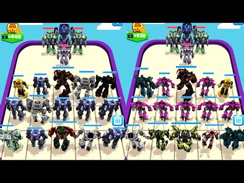 Max Level Robot Merge Master Battle - Police Robot Mecha Boss vs Pink Robots Army,