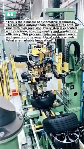 This is the process of installing wheels on rims using a machine.