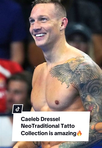 🏅First time covering Olympic athletes and I’m starting with Caeleb Dressel! The 9 time gold medalist swimmer has an awesome collection of neo Traditional tattoos! #caelebdressel #calebdressel #inkednba #neotraditionaltattoo