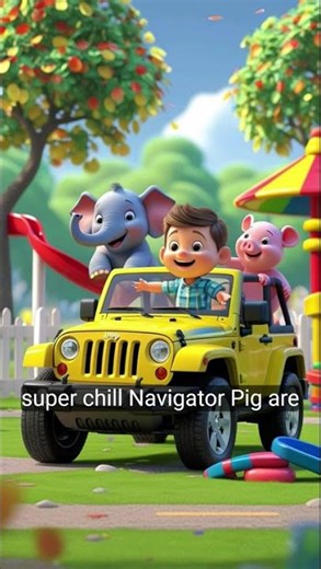 Cute Kids Jeep Ride 🚗🐘 | Fun Cartoon Adventure | #Shorts