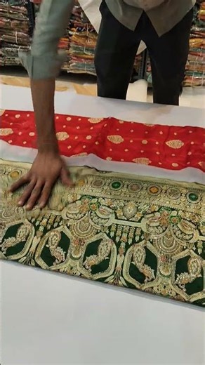 red and Green Banarasi Silk Designer Saree with Beautiful #indiansaree #saree #silk fabric