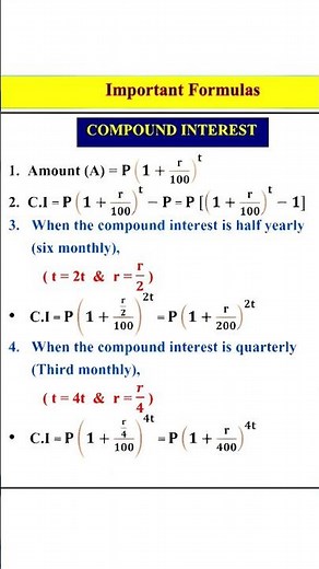 Simple Interest And Compound Interest Formula #maths #math #mathematics #exam #study #education