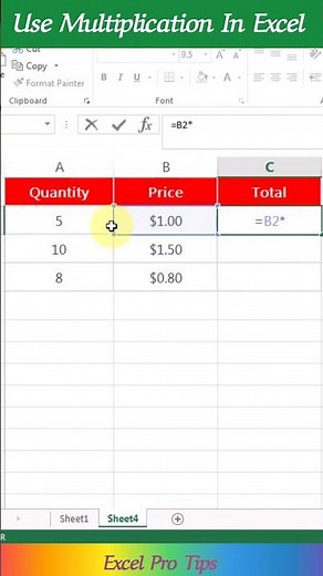Use Multiplication * In Eccel #multiplication #exceltips