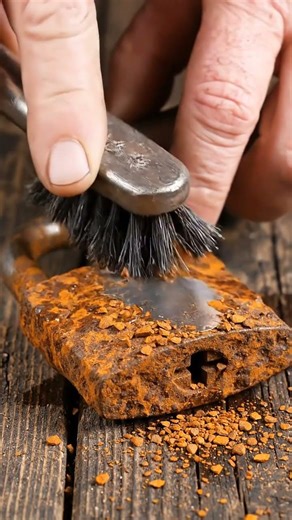 Old rusty padlock cleaned step by step rust disappearing and lock opening smoothly #oddlysatisfying