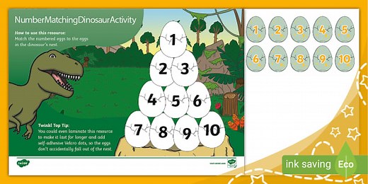 Number Matching Dinosaur Activity