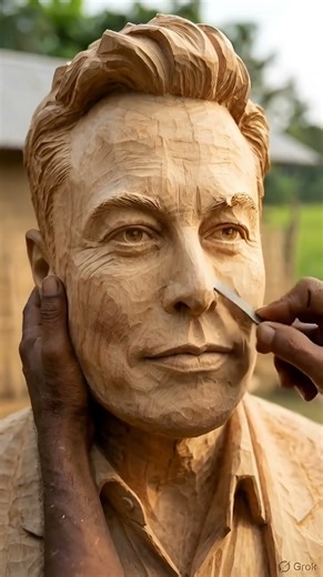 Elon Musk Wooden Statue Carving 🔥 AI Inspired Craft | Life-Size Wood Sculpture