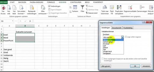 Dropdown Menu maken in Excel