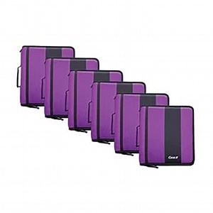 Case-it Classic Zipper Binder | 2-Inch O-Rings, 350 Sheet Capacity, Multiple Storage Pockets & Shoulder Strap | School & Office Organizer | D-251 Deep Purple | 6 Pack