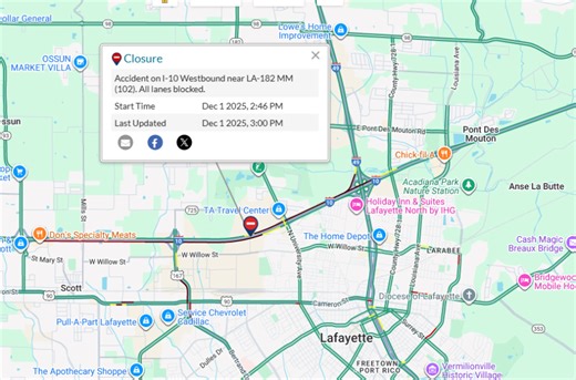 Westbound I-10 closed due to accident near University Avenue