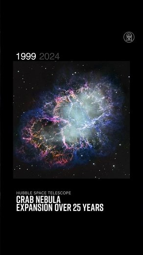 Crab Nebula Expansion Over 25 Years — Hubble Space Telescope #shorts